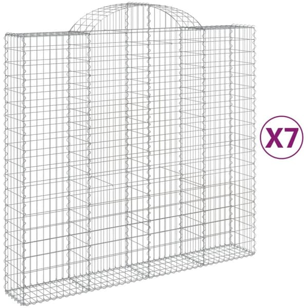 vidaXL buede gabionkurve 7 stk. 200x50x180/200 cm galvaniseret jern