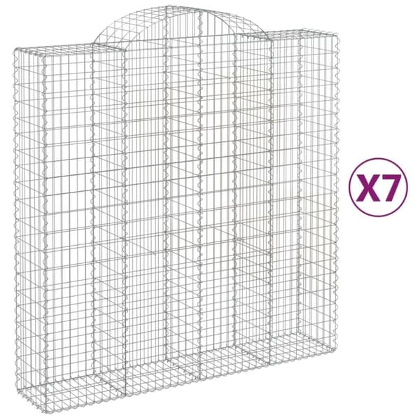 vidaXL buede gabionkurve 7 stk. 200x50x200/220 cm galvaniseret jern
