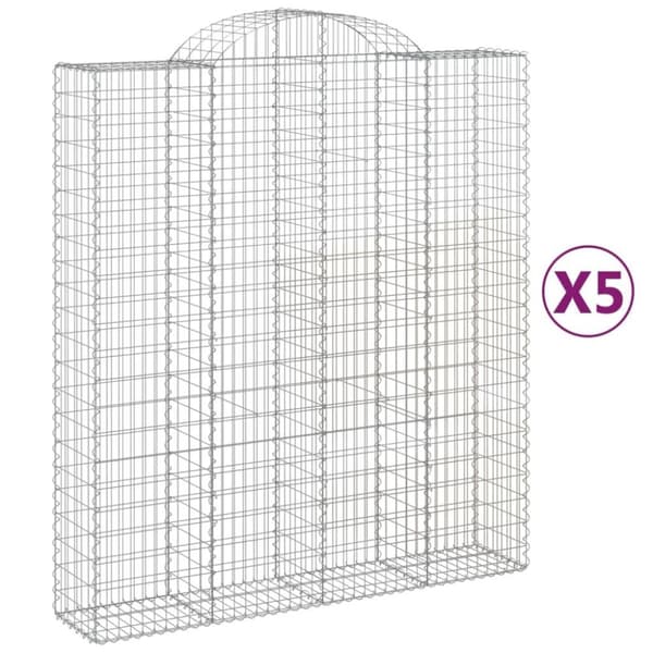 vidaXL buede gabionkurve 5 stk. 200x50x220/240 cm galvaniseret jern