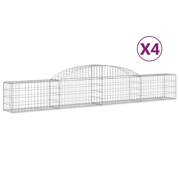 vidaXL buede gabionkurve 4 stk. 300x30x40/60 cm galvaniseret jern