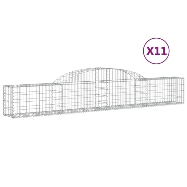 vidaXL buede gabionkurve 11 stk. 300x30x40/60 cm galvaniseret jern