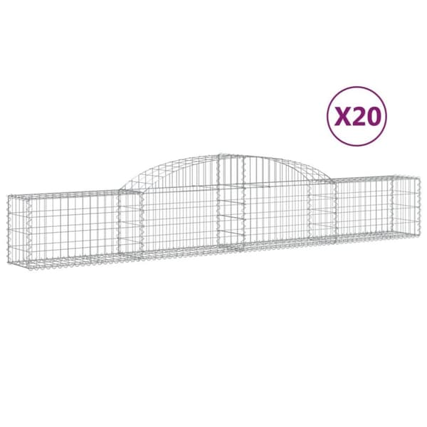 vidaXL buede gabionkurve 20 stk. 300x30x40/60 cm galvaniseret jern