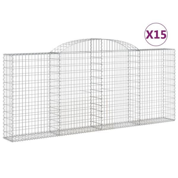 vidaXL Gabionkurver buede 15 stk 300x30x120/140 cm galvanisert jern