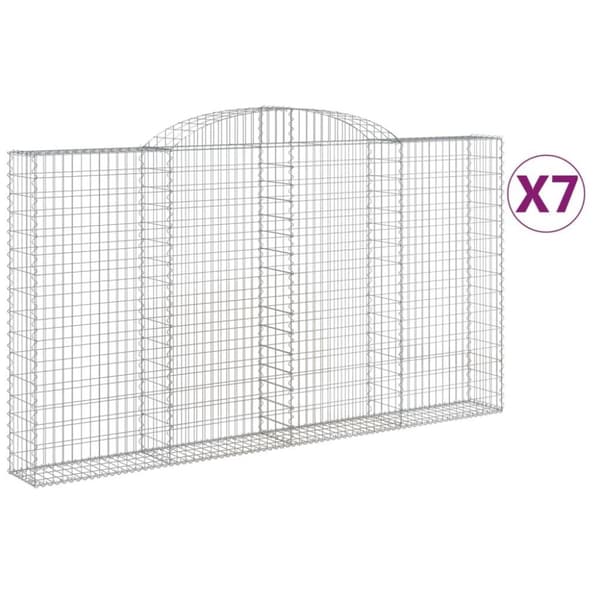 vidaXL Gabionkurver buede 7 stk 300x30x160/180 cm galvanisert jern