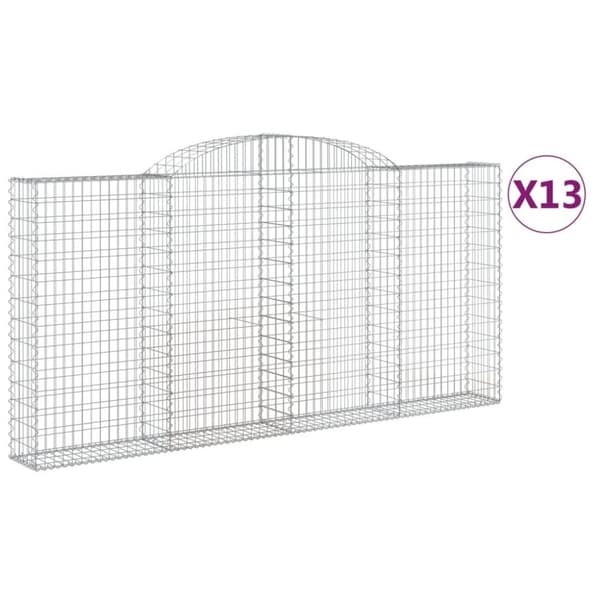 vidaXL Gabionkurver buede 13 stk 300x30x140/160 cm galvanisert jern