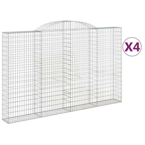 vidaXL Gabioner bågformade 4 st 300x30x180/200 cm galvaniserat järn