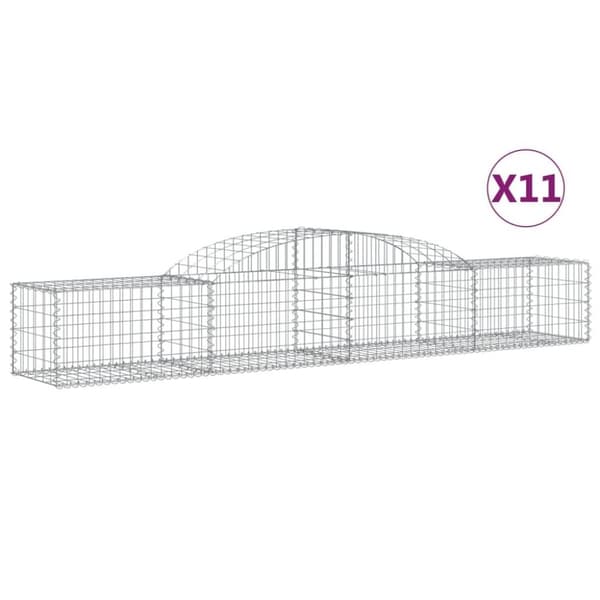 vidaXL Gabion bågformad 11 st 300x50x40/60 cm galvaniserat järn