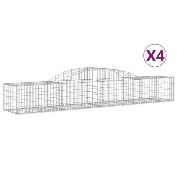 vidaXL Gabionkurver buede 4 stk 300x50x40/60 cm galvanisert jern