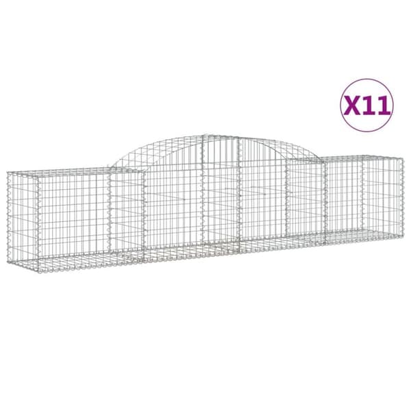 vidaXL Gabionkurver buede 11 stk 300x50x60/80 cm galvanisert jern