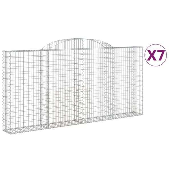 vidaXL buede gabionkurve 7 stk. 300x30x140/160 cm galvaniseret jern