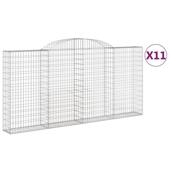 vidaXL buede gabionkurve 11 stk. 300x30x140/160 cm galvaniseret jern