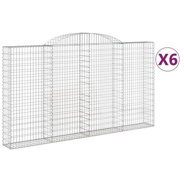 vidaXL buede gabionkurve 6 stk. 300x30x160/180 cm galvaniseret jern