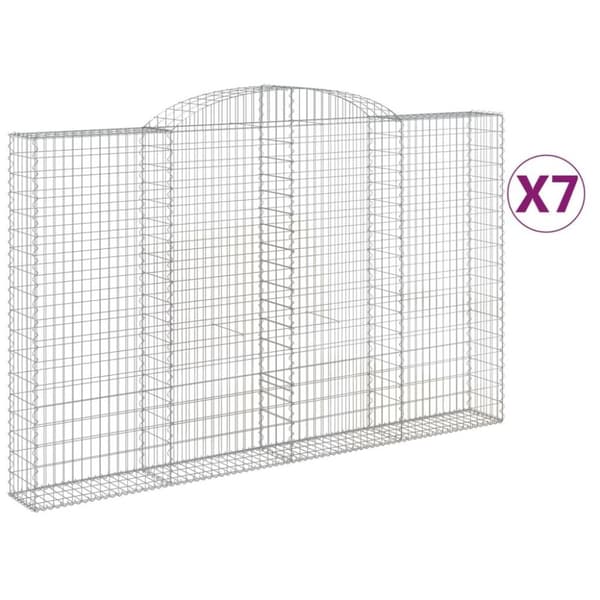 vidaXL buede gabionkurve 7 stk. 300x30x180/200 cm galvaniseret jern