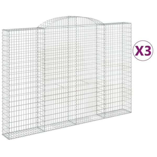 vidaXL Kaarevat kivikorit 3 kpl 300x30x200/220 cm galvanoitu rauta
