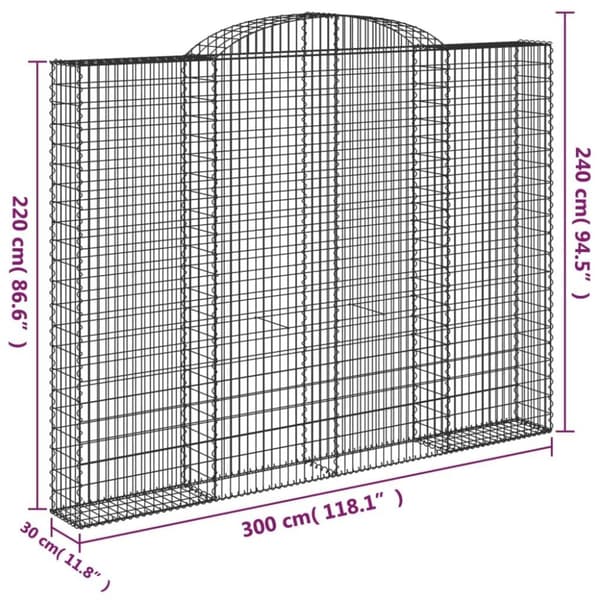 vidaXL Kaarevat kivikorit 3 kpl 300x30x220/240 cm galvanoitu rauta