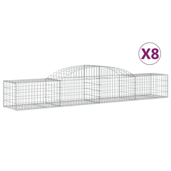 vidaXL buede gabionkurve 8 stk. 300x50x40/60 cm galvaniseret jern