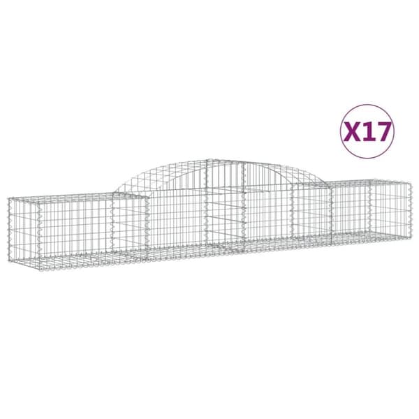vidaXL buede gabionkurve 17 stk. 300x50x40/60 cm galvaniseret jern