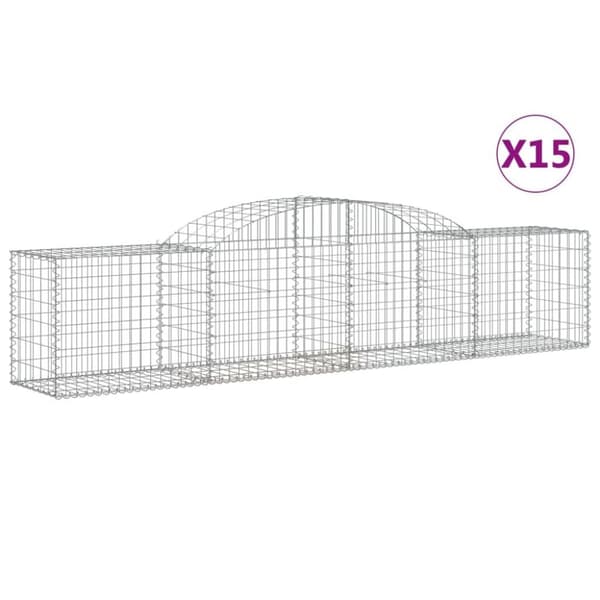 vidaXL buede gabionkurve 15 stk. 300x50x60/80 cm galvaniseret jern