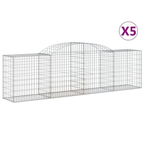 vidaXL buede gabionkurve 5 stk. 300x50x80/100 cm galvaniseret jern