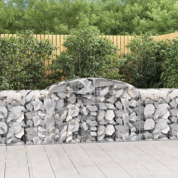 vidaXL Gabionkurver buede 12 stk 300x50x80/100 cm galvanisert jern