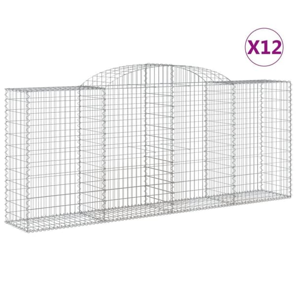 vidaXL Gabionkurver buede 12 stk 300x50x120/140 cm galvanisert jern