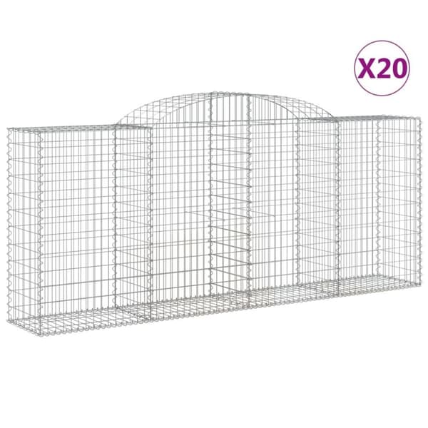 vidaXL Gabioner bågformade 20 st 300x50x120/140 cm galvaniserat järn