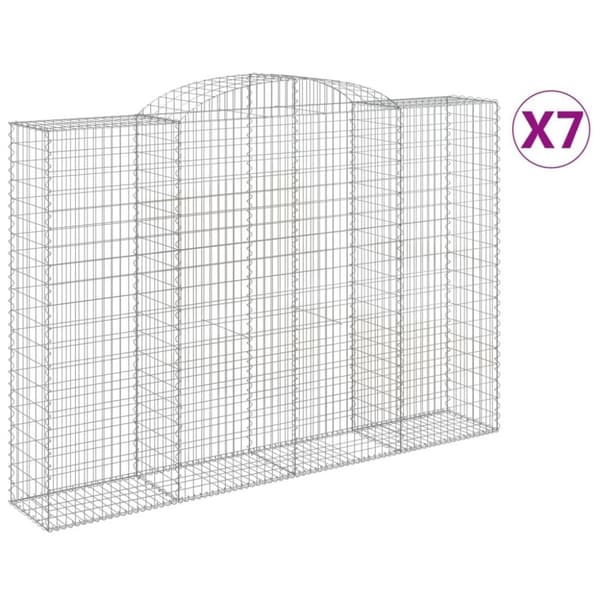 vidaXL Gabionkurver buede 7 stk 300x50x200/220 cm galvanisert jern