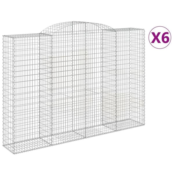 vidaXL Gabionkurver buede 6 stk 300x50x200/220 cm galvanisert jern