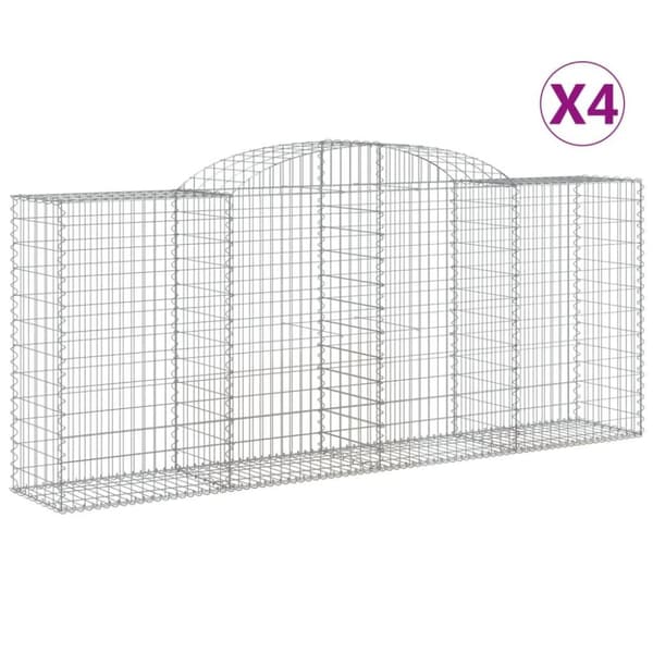 vidaXL buede gabionkurve 4 stk. 300x50x120/140 cm galvaniseret jern