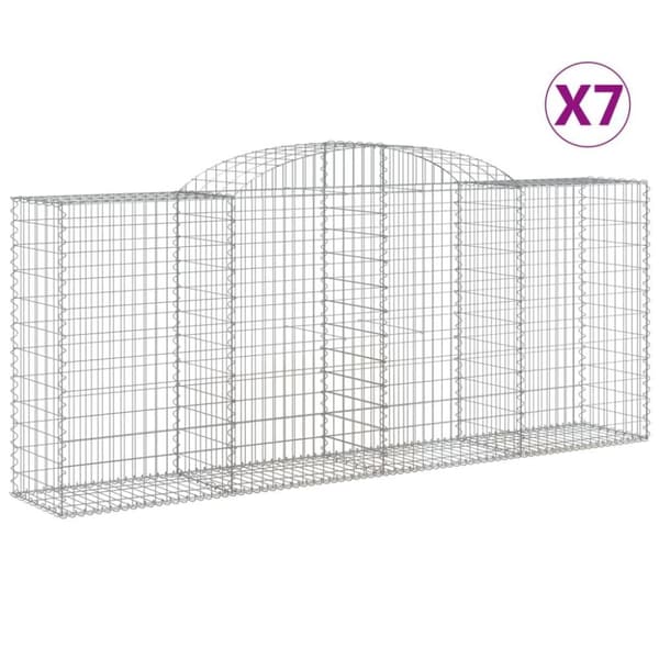 vidaXL buede gabionkurve 7 stk. 300x50x120/140 cm galvaniseret jern