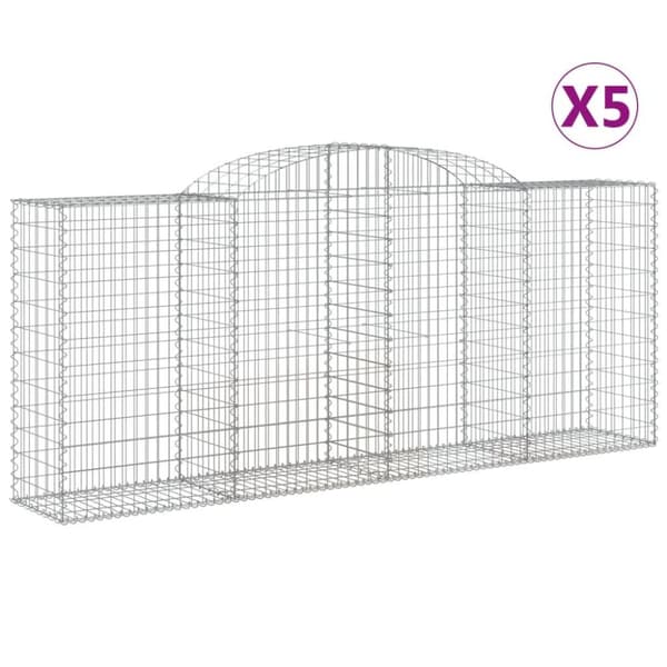 vidaXL buede gabionkurve 5 stk. 300x50x120/140 cm galvaniseret jern