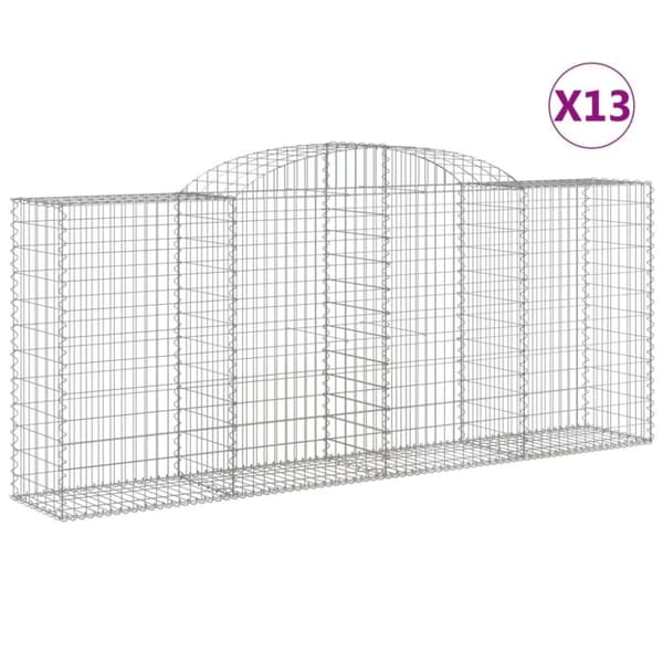 vidaXL buede gabionkurve 13 stk. 300x50x120/140 cm galvaniseret jern
