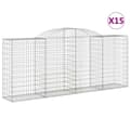 Miniatyrbillede 1 af 6: vidaXL buede gabionkurve 15 stk. 300x50x120/140 cm galvaniseret jern