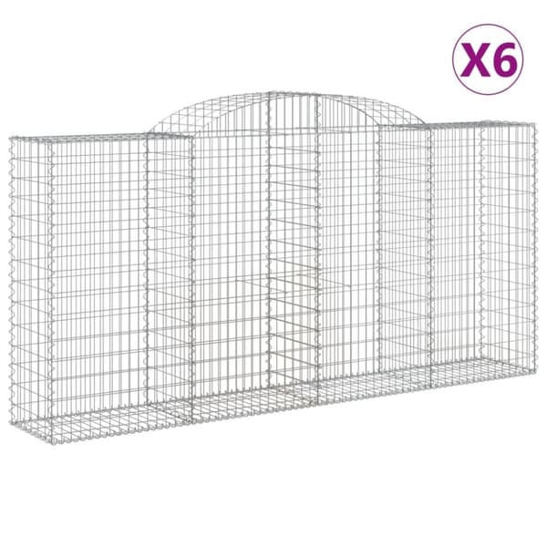 vidaXL buede gabionkurve 6 stk. 300x50x140/160 cm galvaniseret jern