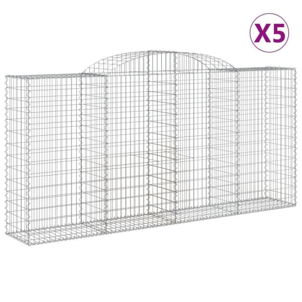 vidaXL buede gabionkurve 5 stk. 300x50x140/160 cm galvaniseret jern