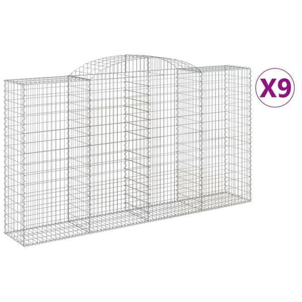 vidaXL Kaarevat kivikorit 9 kpl 300x50x160/180 cm galvanoitu rauta