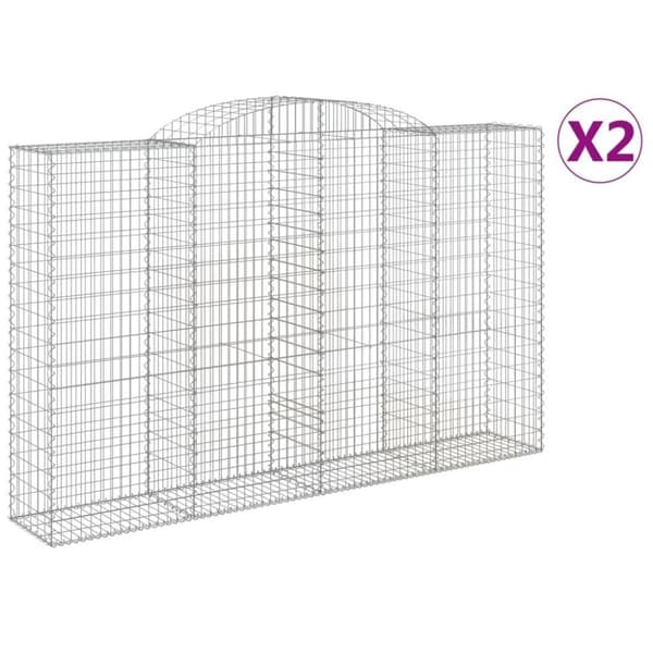 vidaXL buede gabionkurve 2 stk. 300x50x180/200 cm galvaniseret jern