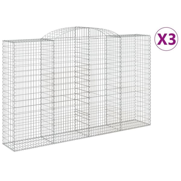 vidaXL Kaarevat kivikorit 3 kpl 300x50x180/200 cm galvanoitu rauta