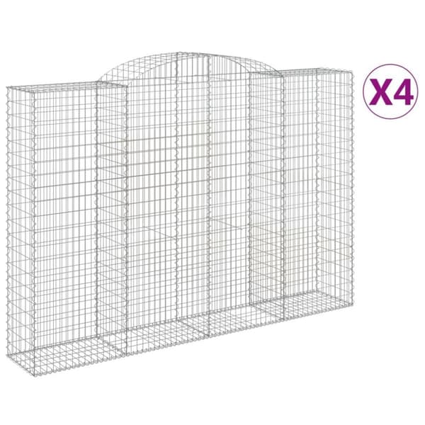 vidaXL buede gabionkurve 4 stk. 300x50x200/220 cm galvaniseret jern