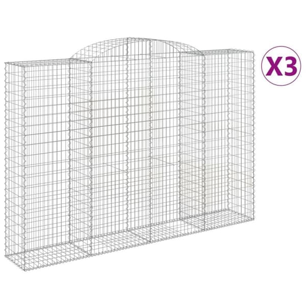 vidaXL buede gabionkurve 3 stk. 300x50x200/220 cm galvaniseret jern