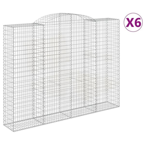 vidaXL Gabioner bågformade 6 st 300x50x220/240 cm galvaniserat järn