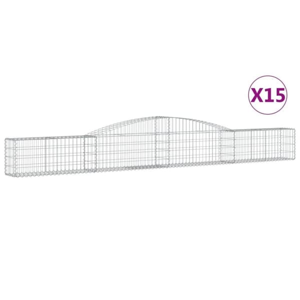 vidaXL Gabioner bågformade 15 st 400x30x40/60 cm galvaniserat järn