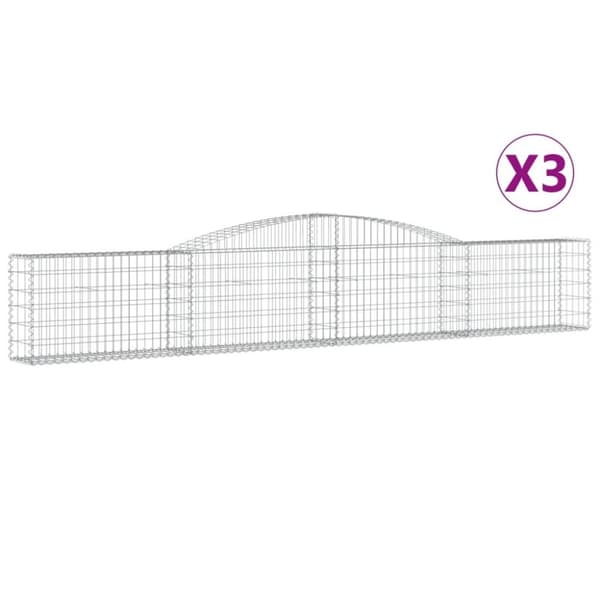 vidaXL Gabionkurver buede 3 stk 400x30x60/80 cm galvanisert jern