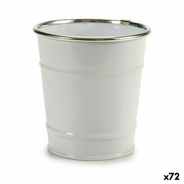 Kruka Kub Vit Silvrig Zink 10,5 x 10,5 x 10,5 cm (72 Antal)