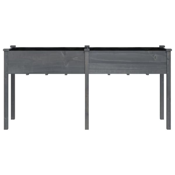 vidaXL plantekasse med foring 161x45x76 cm massivt fyrretræ grå