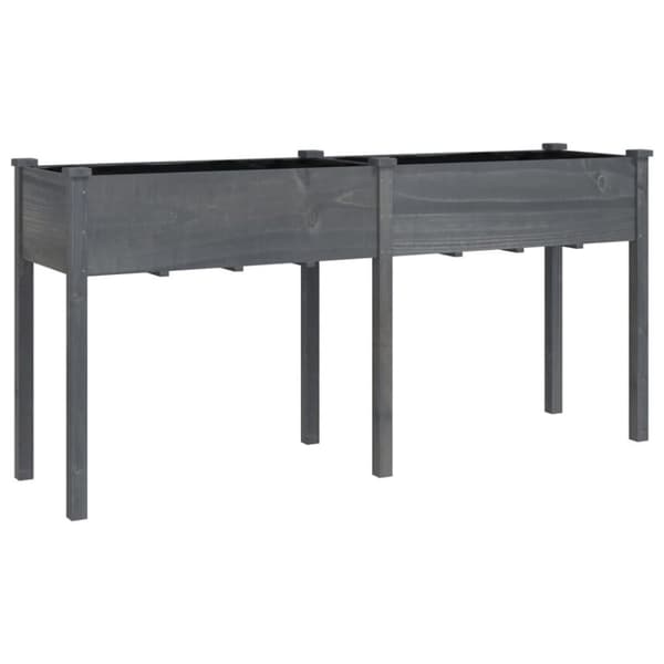vidaXL plantekasse med foring 161x45x76 cm massivt fyrretræ grå