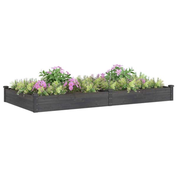 vidaXL plantekasse med foring 240x120x25 cm massivt fyrretræ grå