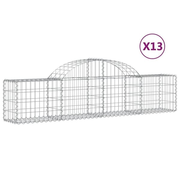 vidaXL buede gabionkurve 13 stk. 200x30x40/60 cm galvaniseret jern