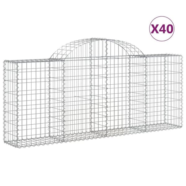 vidaXL Gabioner bågformade 40 st 200x30x80/100 cm galvaniserat järn