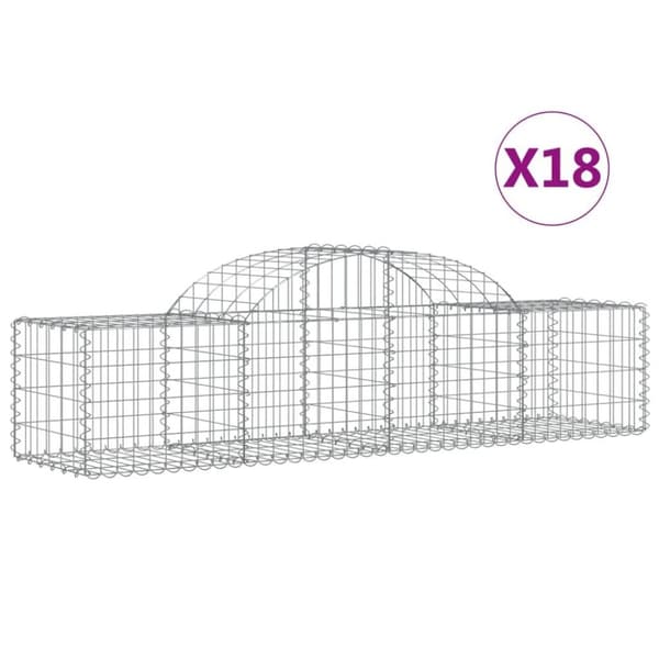 vidaXL Gabioner bågformade 18 st 200x50x40/60 cm galvaniserat järn
